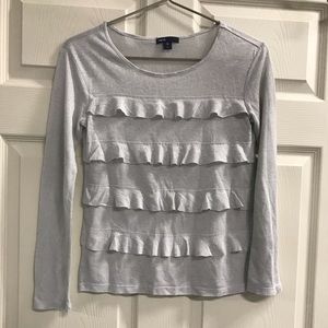Gap Girls Silver Ruffle Top - Extra Large - EUC